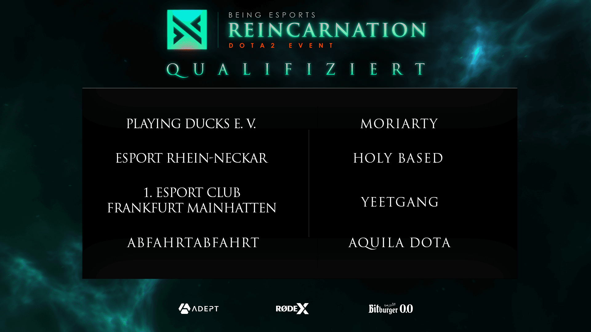 REINCARNATION Qualifier vorbei - 8 Teams für die Liga qualifiziert!